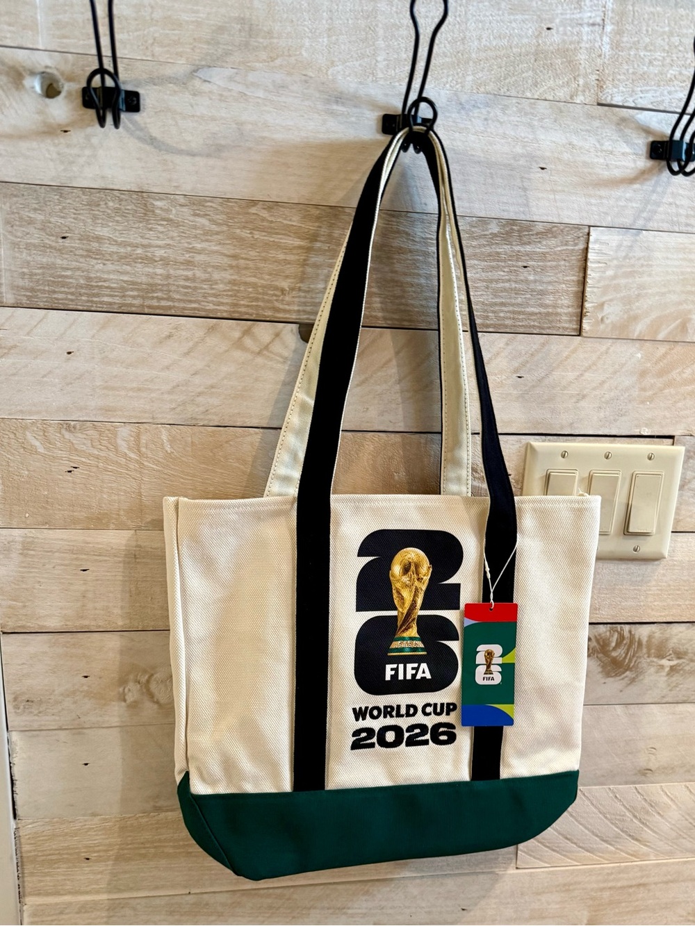 FIFA World Cup 2026 Canvas Tote Bag - Cream & Green